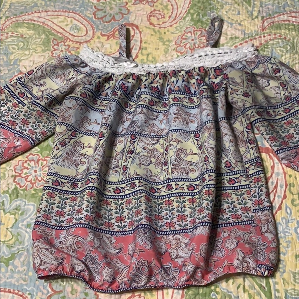 Floral half off the shoulders blouse